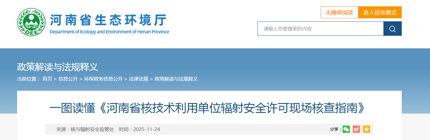 一图读懂《河南省核技术利用单位辐射安全许可现场核查指南》